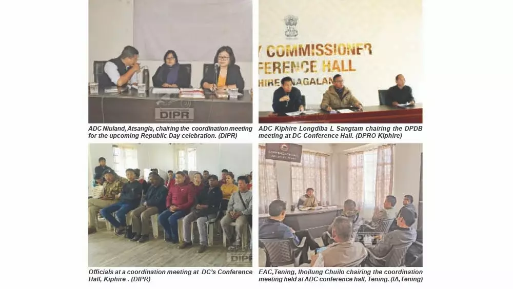 Nagaland : गणतंत्र दिवस समारोह के लिए जिलों में कोऑर्डिनेशन और तैयारी मीटिंग हुईं Nagaland : गणतंत्र दिवस समारोह के लिए जिलों में कोऑर्डिनेशन और तैयारी मीटिंग हुईं