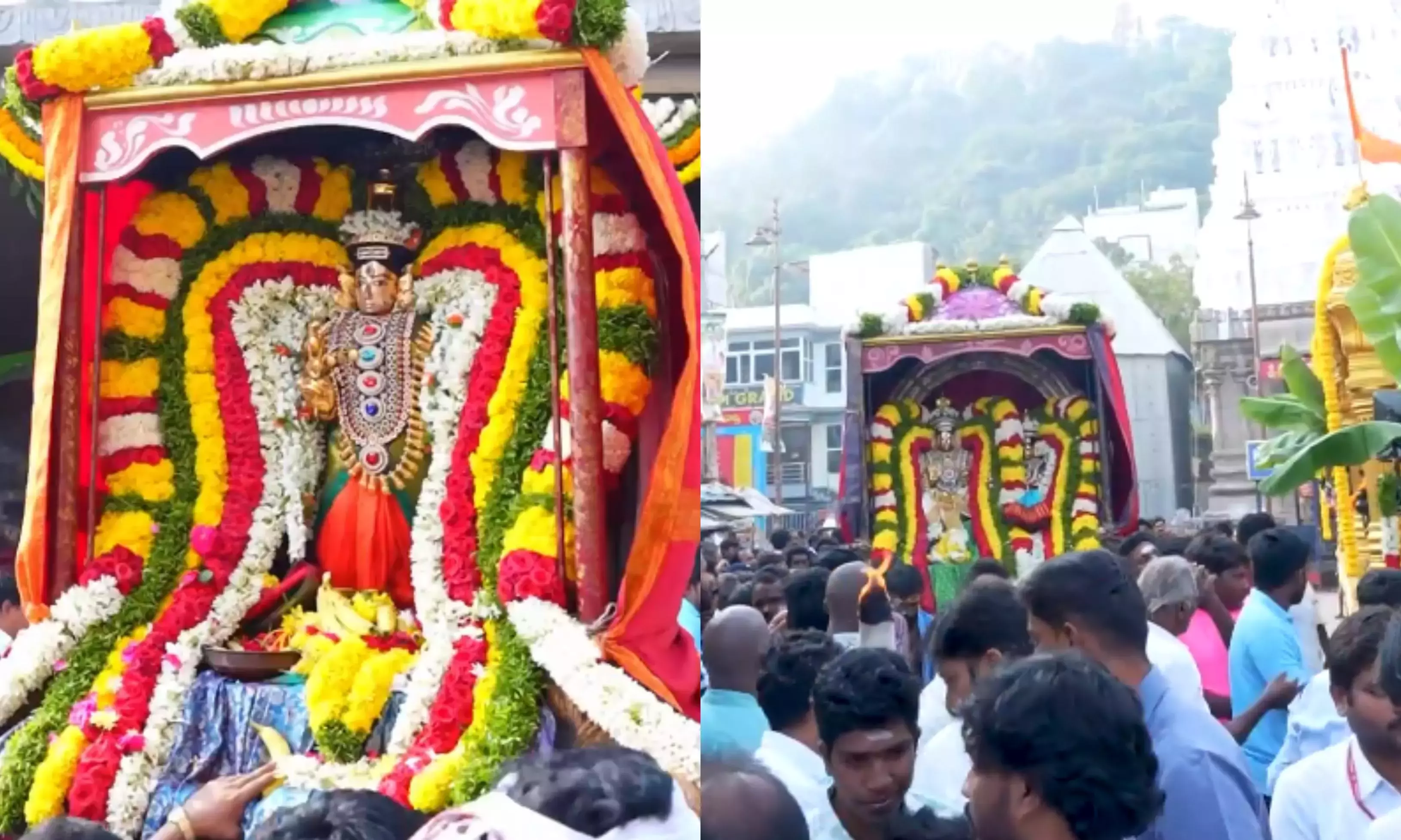 Andhra : श्रीकालहस्ती में भक्तों की भीड़ से लंबी कतारें लगी