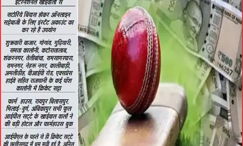 क्रिकेट सट्टा राजधानी सहित छत्तीसगढ़ की गली-होटलों में