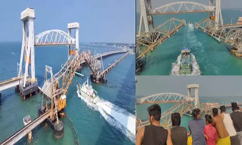 Rameswaram के लिए खुशखबरी: पंबन लिफ्ट ब्रिज 3 महीने बाद फिर खुला Rameswaram के लिए खुशखबरी: पंबन लिफ्ट ब्रिज 3 महीने बाद फिर खुला