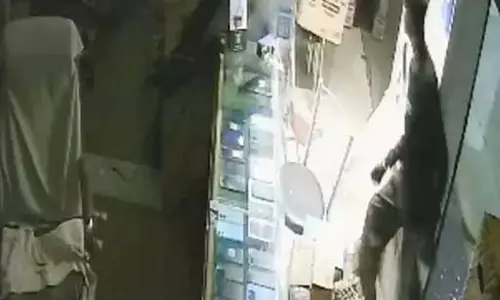 मोबाइल शॉप से स्मार्टफोन चुराता चोर CCTV में कैद