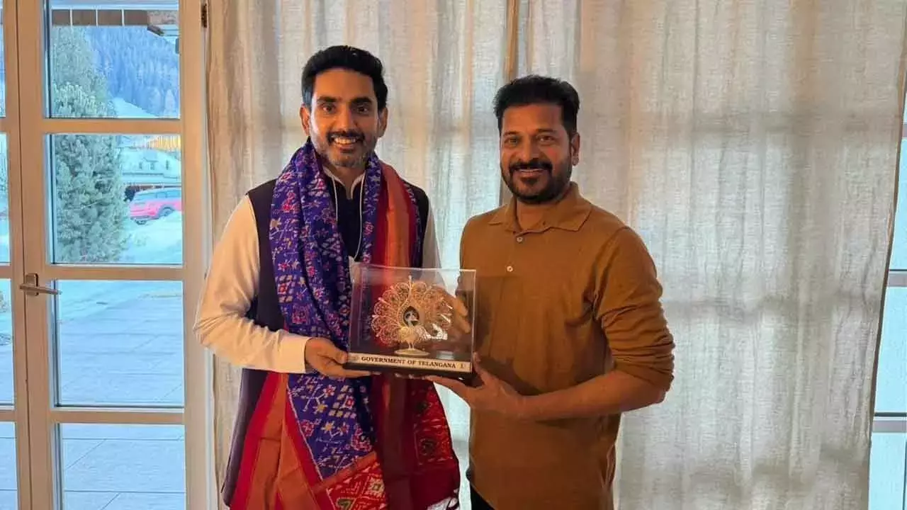 Telangana: रेवंत और लोकेश दावोस में मिले