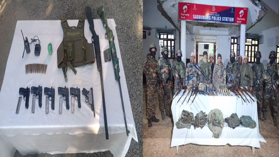Manipur : कोऑर्डिनेटेड ऑपरेशन में भारी मात्रा में हथियार और गोला-बारूद बरामद किया