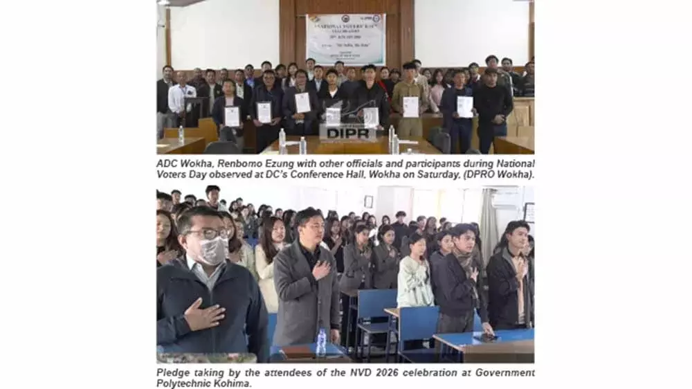 Nagaland : वोखा, जीपीके में राष्ट्रीय मतदाता दिवस मनाया गया। Nagaland : वोखा, जीपीके में राष्ट्रीय मतदाता दिवस मनाया गया।
