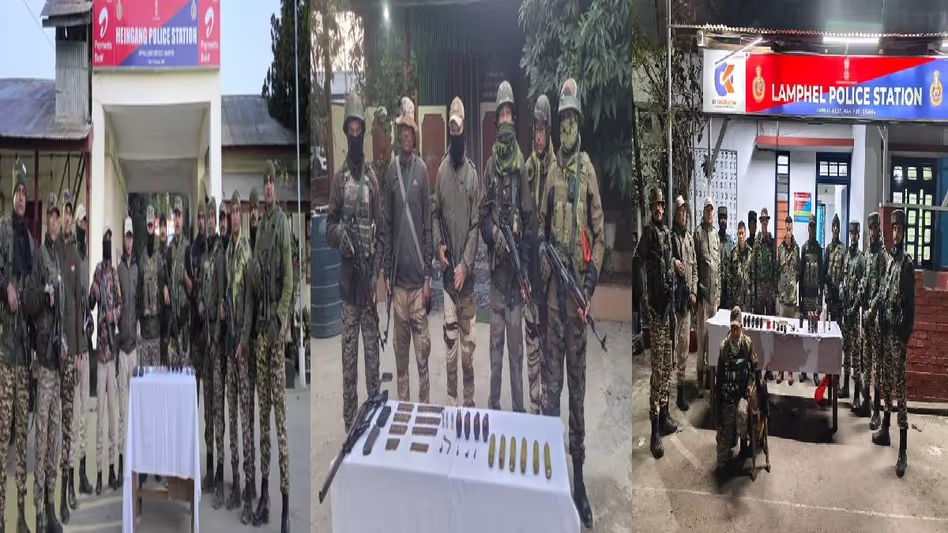 Manipur  से भारी मात्रा में हथियार, गोला-बारूद और विस्फोटक बरामद किए हैं