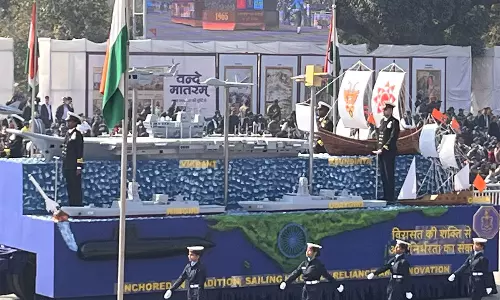गणतंत्र दिवस परेड के दौरान INSV कौंडिन्या ने भारत की प्राचीन समुद्री शक्ति का प्रदर्शन किया गणतंत्र दिवस परेड के दौरान INSV कौंडिन्या ने भारत की प्राचीन समुद्री शक्ति का प्रदर्शन किया