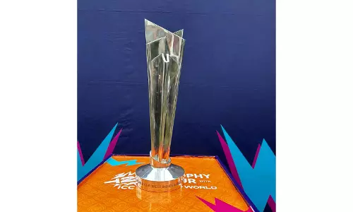 ICC टी20 विश्व कप 2026 ट्रॉफी टूर एएनआई कार्यालय पहुंचा