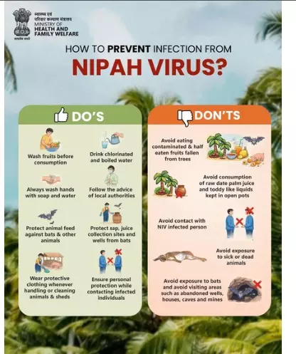 दिसंबर से बंगाल में निपाह वायरस के केवल 2 मामले सामने आए: सरकार दिसंबर से बंगाल में निपाह वायरस के केवल 2 मामले सामने आए: सरकार