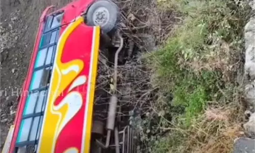 Himachal Accident: खाई में गिरी निजी बस, चालक और परिचालक सहित चार घायल Himachal Accident: खाई में गिरी निजी बस, चालक और परिचालक सहित चार घायल