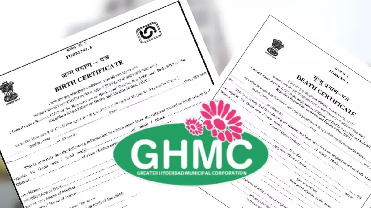 GHMC जन्म और मृत्यु प्रमाणपत्र जारी करने की प्रक्रिया को डिजिटल करेगा GHMC जन्म और मृत्यु प्रमाणपत्र जारी करने की प्रक्रिया को डिजिटल करेगा