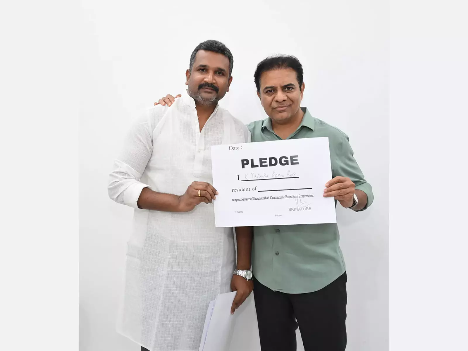 सिकंदराबाद कैंटोनमेंट बोर्ड के विलय के लिए BRS ने 1 लाख हस्ताक्षर अभियान शुरू किया सिकंदराबाद कैंटोनमेंट बोर्ड के विलय के लिए BRS ने 1 लाख हस्ताक्षर अभियान शुरू किया