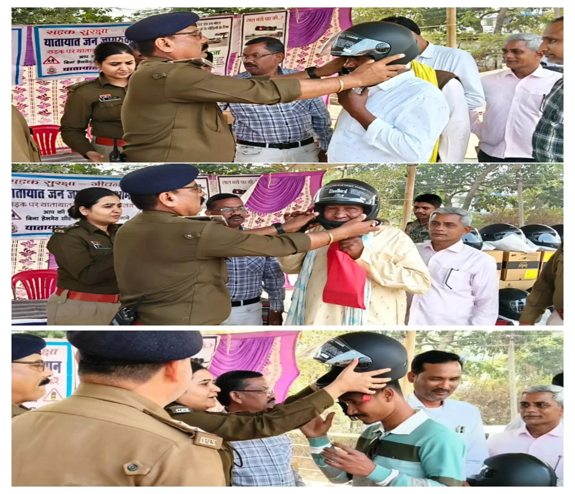 धमतरी पुलिस ने बाइक चालकों को निःशुल्क हेलमेट बांटे धमतरी पुलिस ने बाइक चालकों को निःशुल्क हेलमेट बांटे