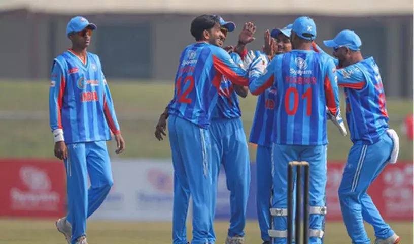 मिक्स्ड डिसेबिलिटी T20I के पहले मैच में भारत ने इंग्लैंड को 7 विकेट से हराया मिक्स्ड डिसेबिलिटी T20I के पहले मैच में भारत ने इंग्लैंड को 7 विकेट से हराया