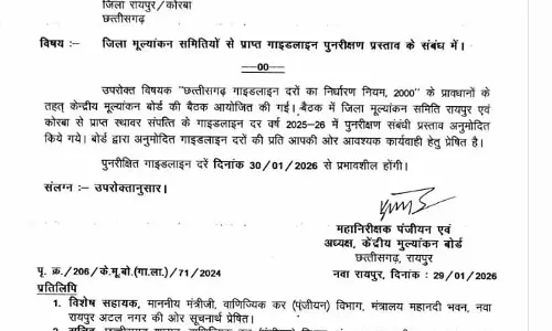 सरकार ने रायपुर और कोरबा की जमीन की गाइडलाइन कीमतों में कटौती की सरकार ने रायपुर और कोरबा की जमीन की गाइडलाइन कीमतों में कटौती की