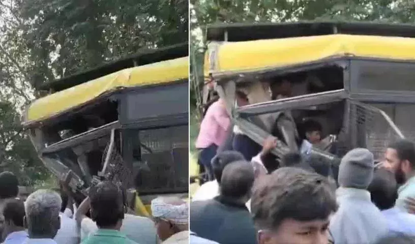 Chittoor में लॉरी की स्कूल बस से टक्कर में 16 छात्र घायल Chittoor में लॉरी की स्कूल बस से टक्कर में 16 छात्र घायल