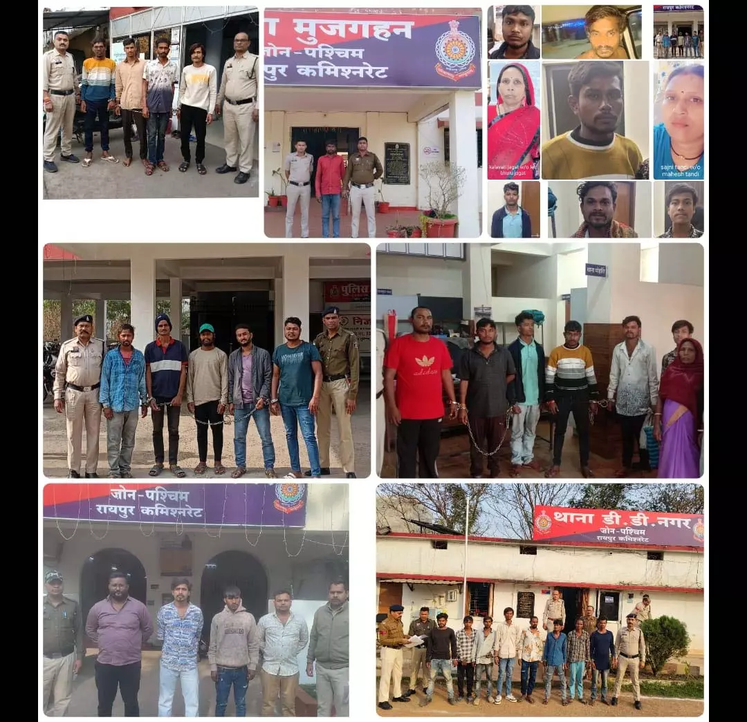 पश्चिम रायपुर में वारंटियों पर पुलिस का बड़ा प्रहार, 61 फरार वारंटी भेजे गए जेल पश्चिम रायपुर में वारंटियों पर पुलिस का बड़ा प्रहार, 61 फरार वारंटी भेजे गए जेल