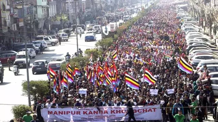 Manipur: कुकी उग्रवादी समूहों के साथ SoO को रद्द करने के लिए इंफाल में बड़ी रैली