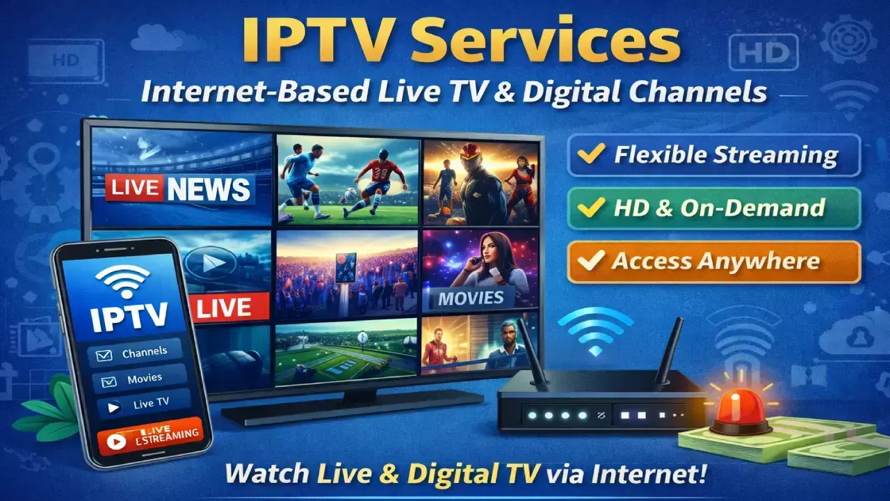 IPTV सर्विस जो लाइव टीवी और डिजिटल चैनल तक इंटरनेट-बेस्ड एक्सेस देती