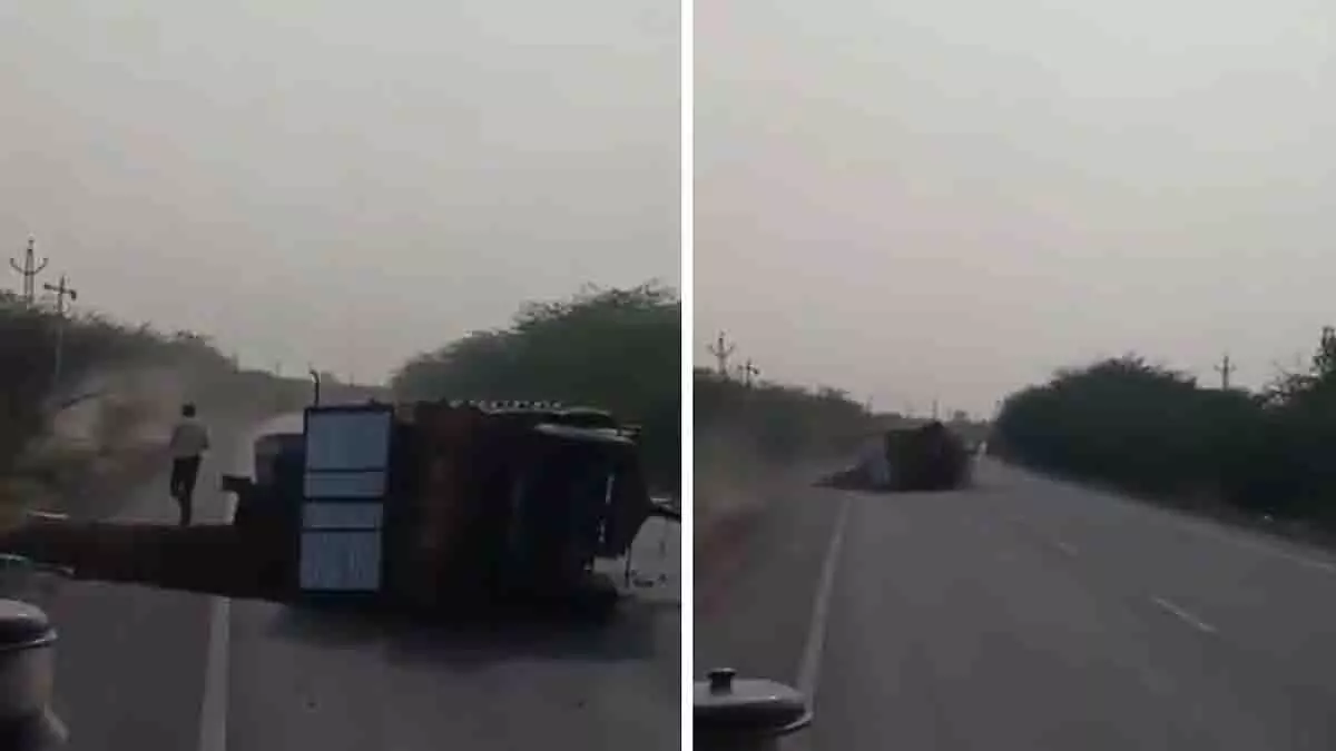 Rajasthan हाईवे पर नशे में धुत ट्रैक्टर ड्राइवर ने दूसरे ट्रैक्टर को टक्कर मारी Rajasthan हाईवे पर नशे में धुत ट्रैक्टर ड्राइवर ने दूसरे ट्रैक्टर को टक्कर मारी