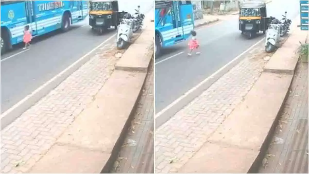 Kozhikode में एक तेज़ रफ़्तार बस के सामने अचानक एक लड़की आ गई Kozhikode में एक तेज़ रफ़्तार बस के सामने अचानक एक लड़की आ गई