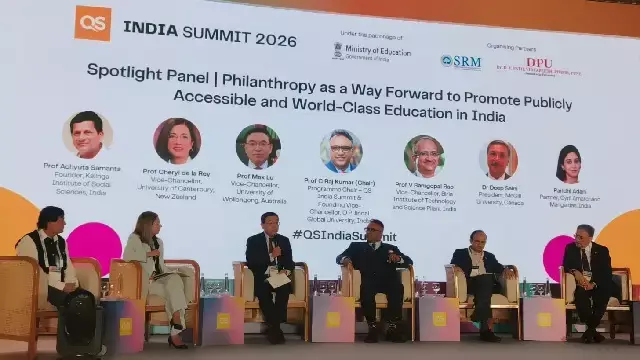 KIIT-KISS के संस्थापक अच्युता सामंता ने गोवा में आयोजित QS इंडिया समिट 2026 को संबोधित किया