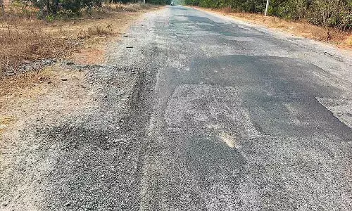 Lingasugur-नारायणपुरा: गड्ढों वाली सड़क पर ट्रैफिक बाधित है Lingasugur-नारायणपुरा: गड्ढों वाली सड़क पर ट्रैफिक बाधित है