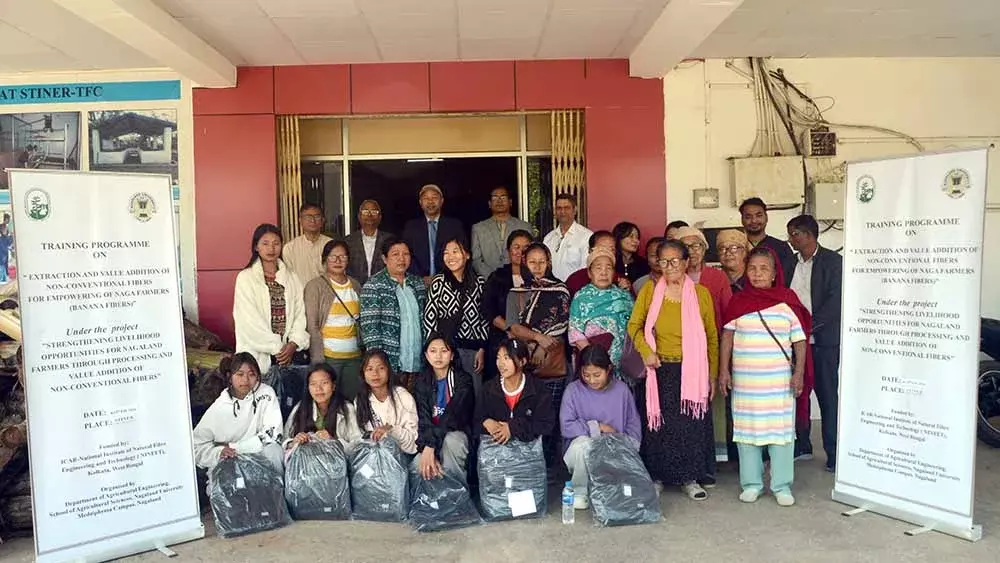 Nagaland यूनिवर्सिटी ने किसानों के लिए केले के फाइबर की ट्रेनिंग का आयोजन किया Nagaland यूनिवर्सिटी ने किसानों के लिए केले के फाइबर की ट्रेनिंग का आयोजन किया
