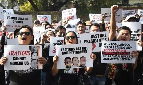 कुकी छात्र संगठन ने ‘लोकप्रिय’ Manipur सरकार के खिलाफ विरोध प्रदर्शन किया