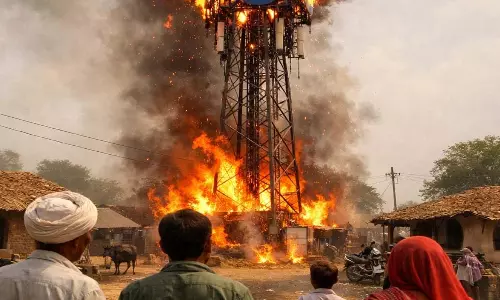 कांकेर में अज्ञात लोगों की करतूत, मोबाइल टॉवर में आगजनी