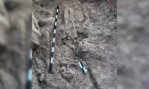 Bellary : टेक्कलकोट में खुदाई के दौरान इंसानी कंकाल मिला Bellary : टेक्कलकोट में खुदाई के दौरान इंसानी कंकाल मिला