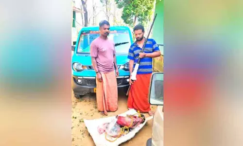 Kerala: जंगली सूअर का शिकार करने के आरोप में दो लोग गिरफ्तार Kerala: जंगली सूअर का शिकार करने के आरोप में दो लोग गिरफ्तार