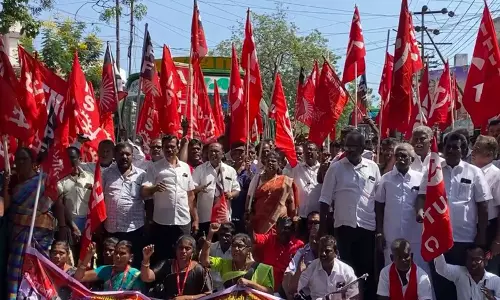 चेन्नई में ट्रेड यूनियनों ने विरोध प्रदर्शन किया, CITU के प्रदेश अध्यक्ष ने श्रम कानूनों की निंदा की