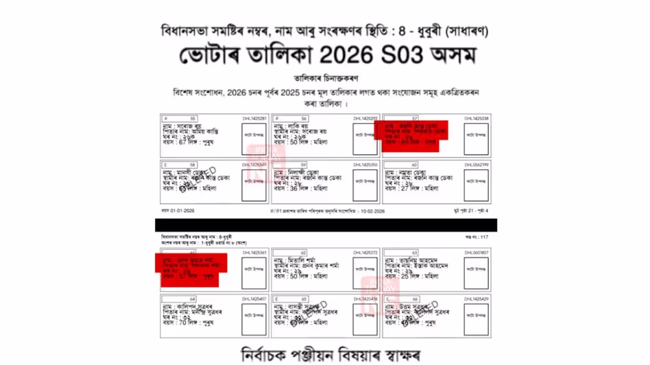 Assam : रिटायर्ड ट्रांसफर हुए अधिकारियों के नाम अभी भी 2026 वोटर लिस्ट में हैं Assam : रिटायर्ड ट्रांसफर हुए अधिकारियों के नाम अभी भी 2026 वोटर लिस्ट में हैं