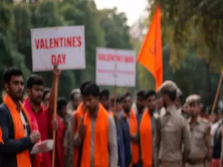 बिहार: पटना में वैलेंटाइन डे का विरोध, जोड़ों के बांटी गईं हनुमान चालीसा बिहार: पटना में वैलेंटाइन डे का विरोध, जोड़ों के बांटी गईं हनुमान चालीसा