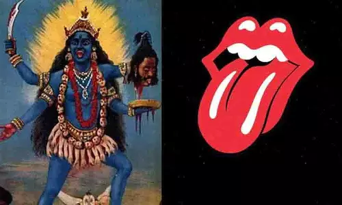 Rolling Stones म्यूज़िक बैंड टंग का लोगो देवी काली से प्रेरित डिज़ाइन Rolling Stones म्यूज़िक बैंड टंग का लोगो देवी काली से प्रेरित डिज़ाइन