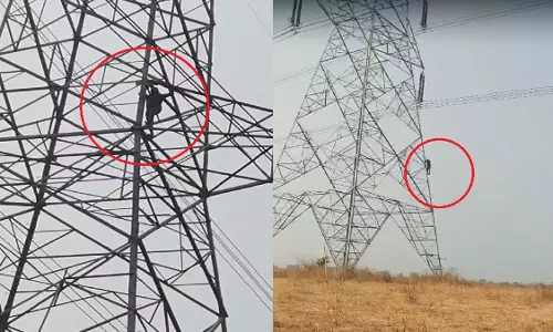 Indore: परिवार के विरोध में हाई-टेंशन टावर पर चढ़ी विवाहिता