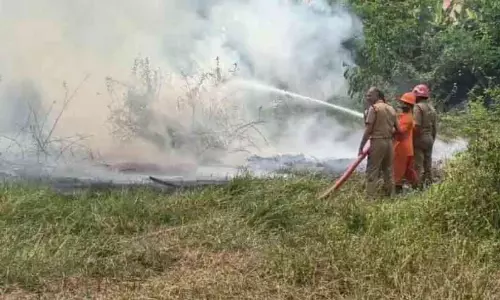 Kerala : शहर के बीच में स्टेडियम के पास आग लग गई Kerala : शहर के बीच में स्टेडियम के पास आग लग गई