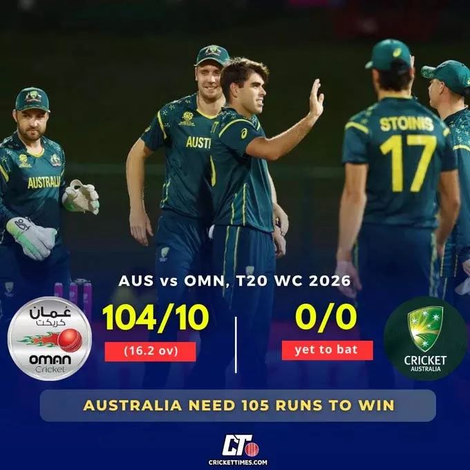T20 World Cup: ऑस्ट्रेलियाई गेंदबाजी के सामने ओमान चारो खाने चित्त, 104 रन पर सिमटी T20 World Cup: ऑस्ट्रेलियाई गेंदबाजी के सामने ओमान चारो खाने चित्त, 104 रन पर सिमटी