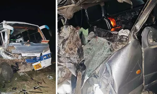 NH-719 पर अंधे मोड़ पर तेज रफ्तार बस ने वैन को टक्कर मारी, 5 की मौत, 7 गंभीर NH-719 पर अंधे मोड़ पर तेज रफ्तार बस ने वैन को टक्कर मारी, 5 की मौत, 7 गंभीर