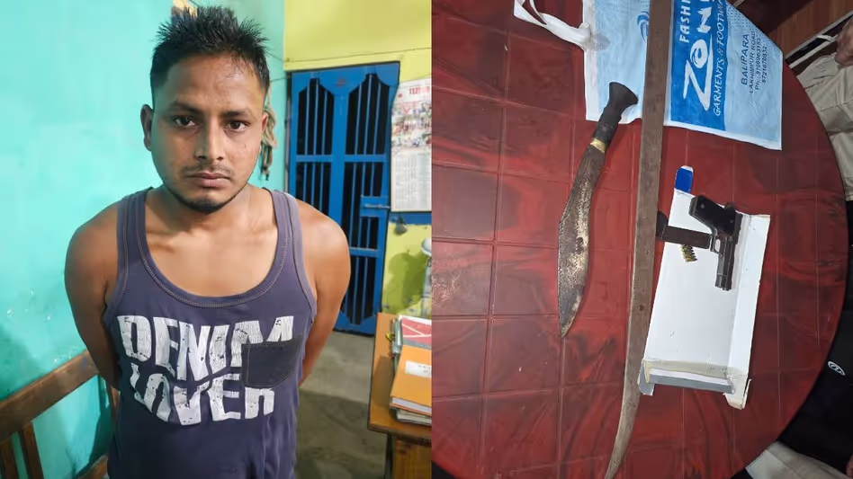Assam पुलिस ने तेजपुर में देर रात छापेमारी के दौरान पिस्तौल, तलवार जब्त की Assam पुलिस ने तेजपुर में देर रात छापेमारी के दौरान पिस्तौल, तलवार जब्त की