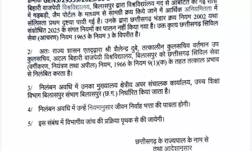 आर्थिक अनियमितता मामले में उप कुलसचिव सस्पेंड