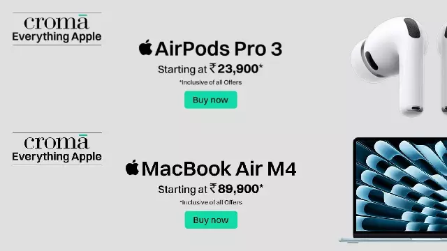 क्रोमा एवरीथिंग एप्पल सेल में iPhone 16, MacBook Air M4 और अन्य पर डिस्काउंट मिल रहा