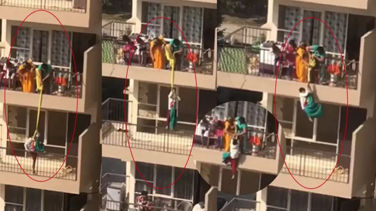 Faridabad की महिला ने साड़ी वापस पाने के लिए बेटे को चौथी मंजिल की बालकनी से झुलाया