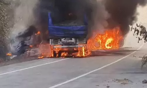 कोयला-सीमेंट लोड वाहनों के बीच टक्कर, आग लगने से जिंदा जला ड्राइवर