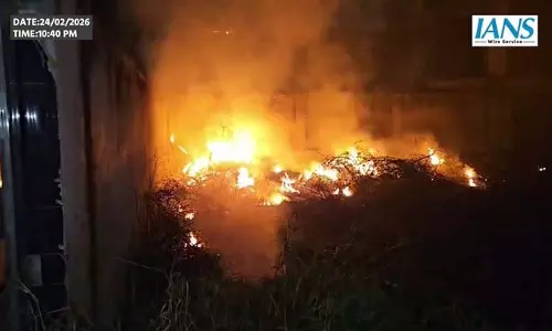 Fire: खुले मैदान में भड़की आग, दमकल ने पाया काबू