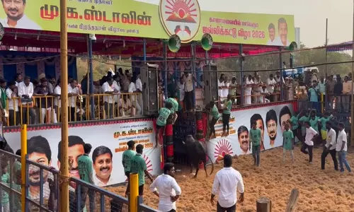 Trichy में भव्य जल्लीकट्टू प्रतियोगिता जारी, 750 बैल और 500 बैलों को काबू करने वाले प्रतिभागी Trichy में भव्य जल्लीकट्टू प्रतियोगिता जारी, 750 बैल और 500 बैलों को काबू करने वाले प्रतिभागी