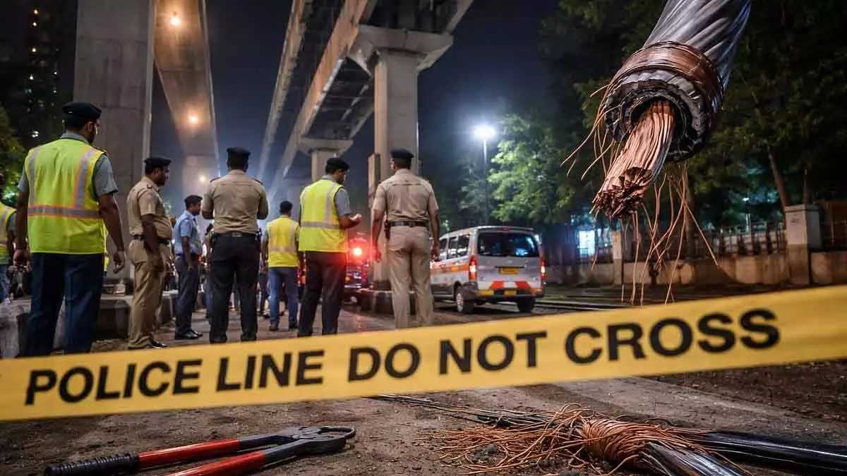 Mumbai : चोरों ने चेंबूर में मोनोरेल कॉरिडोर पर हाई-वोल्टेज कॉपर केबल चुराने की कोशिश की Mumbai : चोरों ने चेंबूर में मोनोरेल कॉरिडोर पर हाई-वोल्टेज कॉपर केबल चुराने की कोशिश की