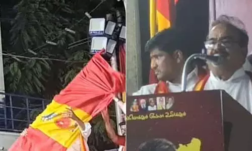 Karur थावेका पब्लिक मीटिंग में लोहे की रॉड गिरने से स्पीकर घायल Karur थावेका पब्लिक मीटिंग में लोहे की रॉड गिरने से स्पीकर घायल