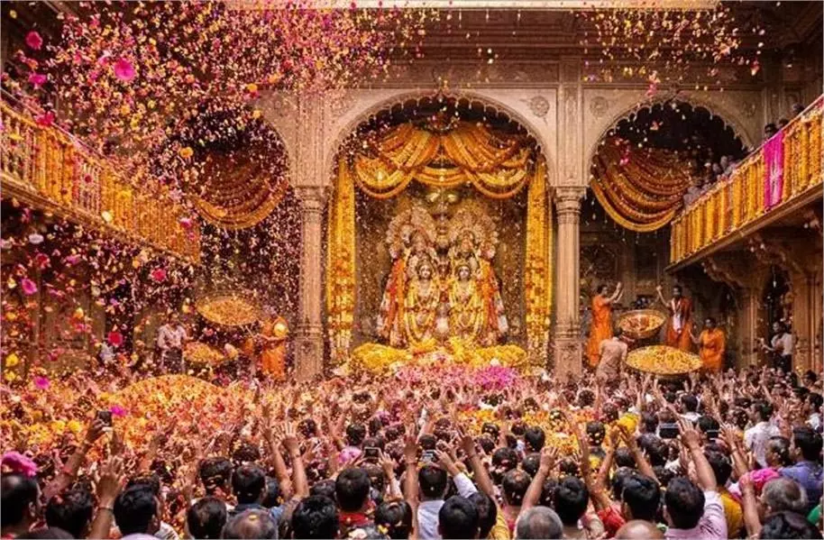 Mathura: रंगभरनी एकादशी पर ब्रज में भक्तों ने खेली फूलों की होली Mathura: रंगभरनी एकादशी पर ब्रज में भक्तों ने खेली फूलों की होली