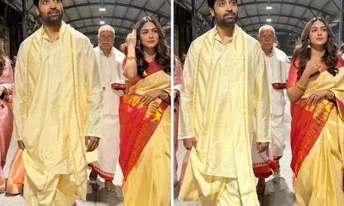 मृणाल ठाकुर, अदिवी शेष ने Dacoit release से पहले तिरुपति में आशीर्वाद लिया मृणाल ठाकुर, अदिवी शेष ने Dacoit release से पहले तिरुपति में आशीर्वाद लिया